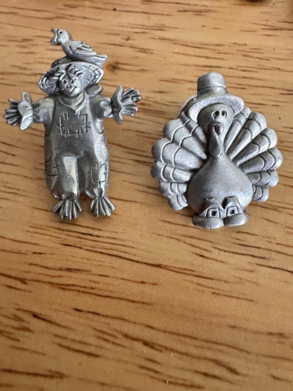 Lot of 2 Pewter Vintage Thanksgiving Fall Lapel Pins by Lindsay Claire Design